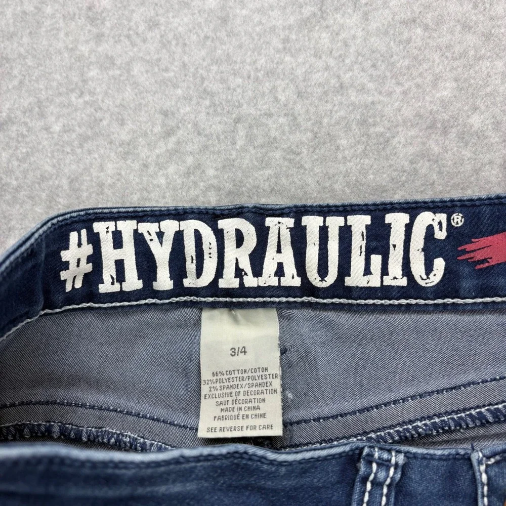 Hydraulic Denim Shorts Womens 4 Blue Lola Curvy Contrast Stitch Y2K Low Rise
